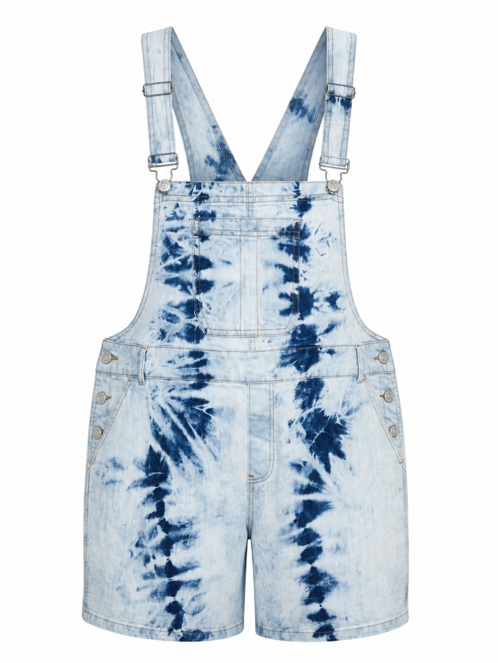 Cato Plus  20W Denim Shortalls Tie Dye Blue Overalls Shorts Summer Boho Casual